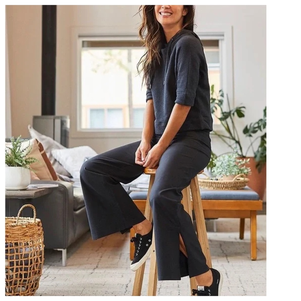 PACT | Wide Leg Split Hem Lounge Pants | Charcoal | M